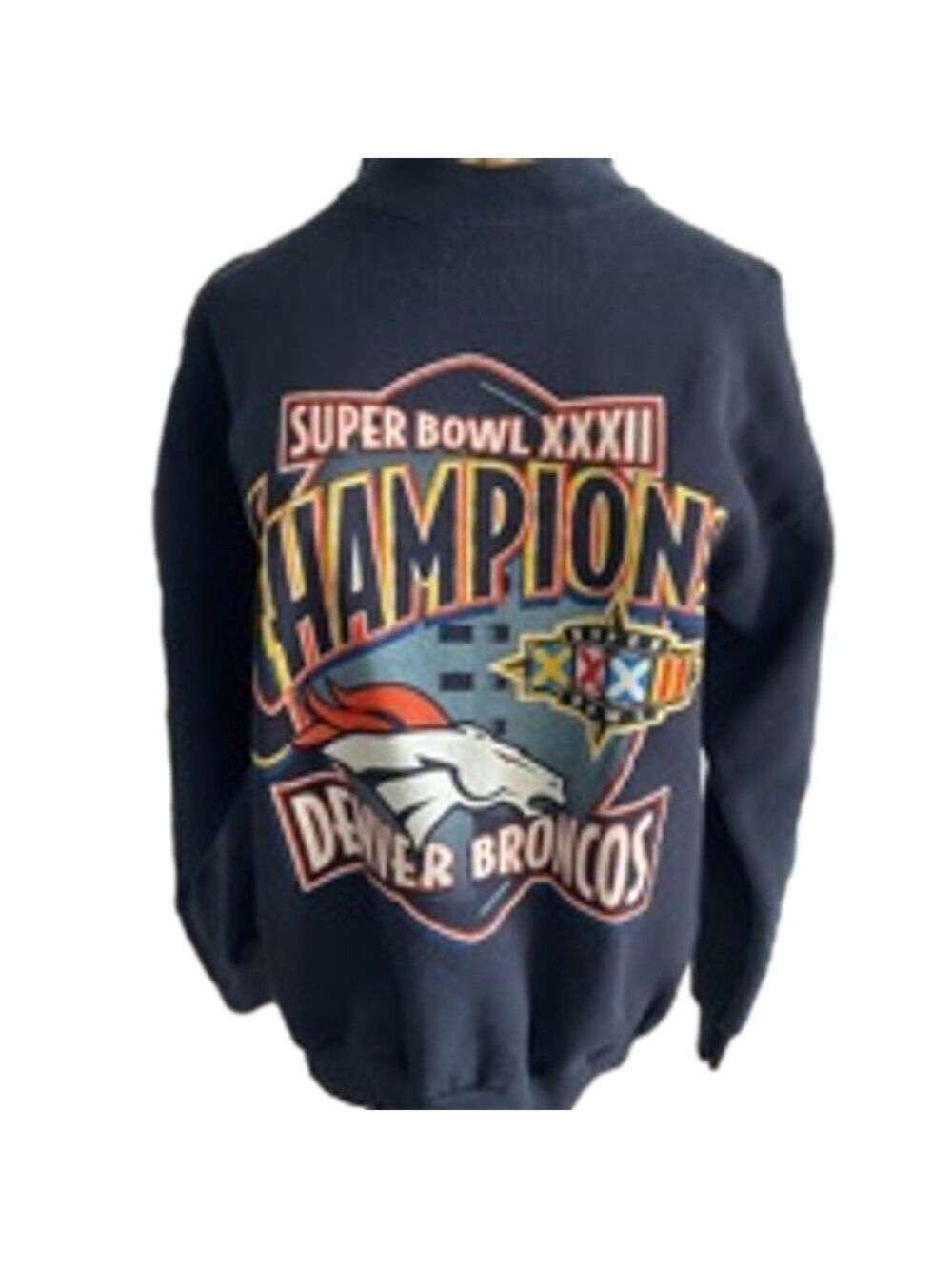 VTG -COLLECTION Men's DENVER BRONCOS SUPERBOWL XXXII Sweatshirt, Size M, Navy